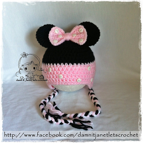 Ravelry Mickey Mouse Beanie with Earflaps pattern by Carrillo
