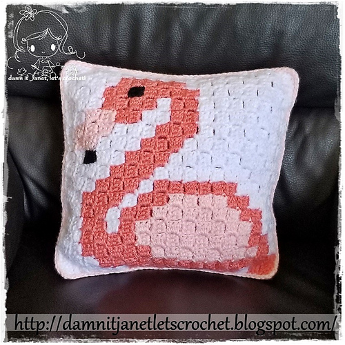 Decorative Flamingo C2C Pillow photo 1