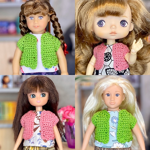 Short-Sleeved Raglan Cardigan for Mini AG Dolls photo 2