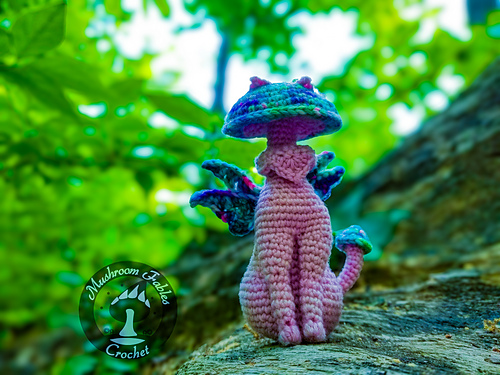 Kitty Cap Mushroom Fae - Fantasi-katt Ferndyr (eller Fantasi-katt Faerie) - Mushroom Fables Crochet