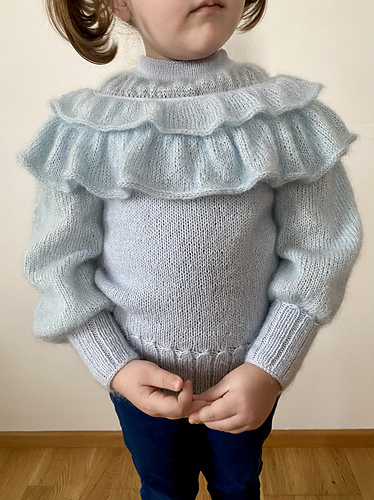 【MODERNIF】Ruffle Wool Round Knit A ruffle-y Christmas sweater for my daughter : r/knitting