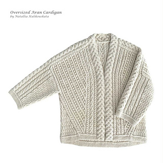 
Perfect Design Harmony.
Oversized Aran Cardigan is a sophisticated garment where every pattern element — whether the bold cables of the body, the textured diagonals across the shoulders, the grounding Herringbone at the hem, or the graceful cable line of the sleeves works in perfect concert. Nothing feels disconnected or arbitrary. Every stitch serves the greater design, creating a piece that is not just beautiful to look at, but a masterclass in thoughtful knitting design.
