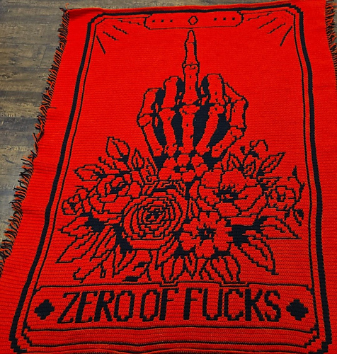 Zero of F*cks Tarot mosaic blanket