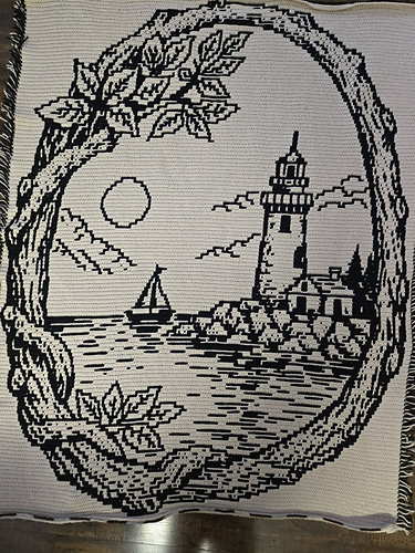 Bay View Lighthouse mosaic blanket
