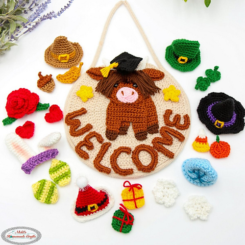 8-in-1 Highland Cow Welcome Sign