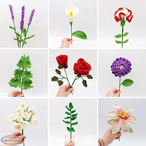 10合1钩针花束教程