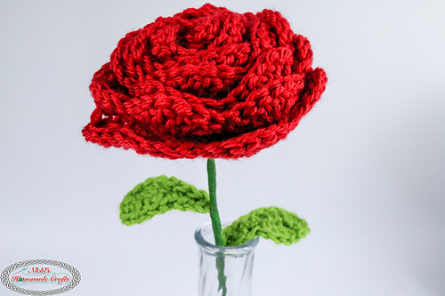 Rose with wired Stem & Leaves photo 1