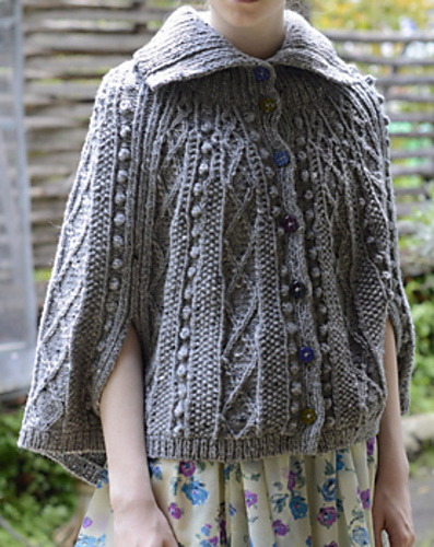Ravelry: Button-down Poncho with Aran Patterns pattern by Ayako