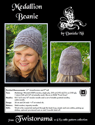 Ravelry: Medallion Beanie pattern by Daniela Nii