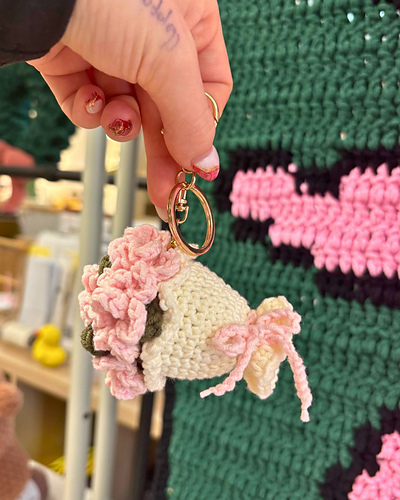 Crochet Flower Bouquet Keychain