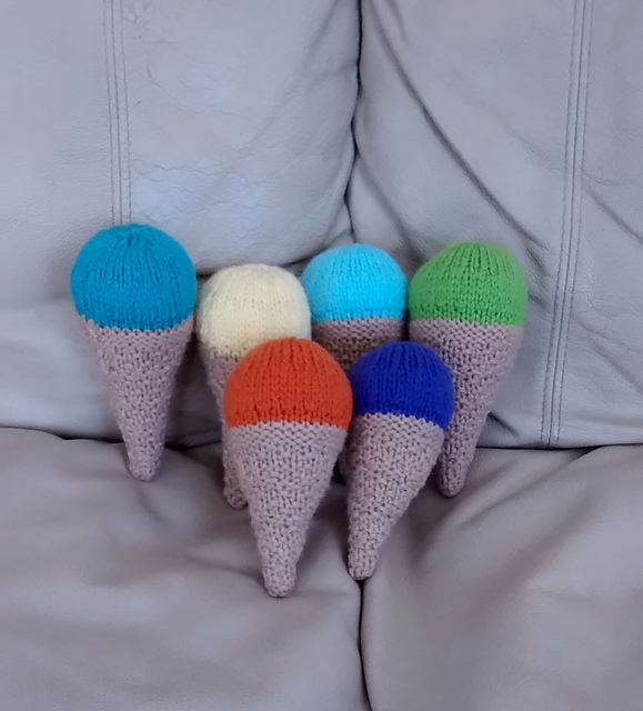 Ravelry 2 Needle Ice Cream Cones pattern by PrincessSandy Patterns