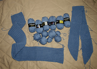 I received this from my Great Aunt. I'll be using the stuff in the hand wound balls and ripping the scarf on the left.