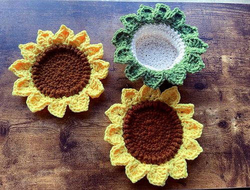 Sunflower Coasters in Basket photo 6