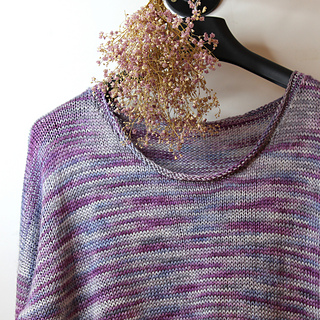 Mordros Sweater knitted in 4ply Decadence yarn in shade Mulberry Mist