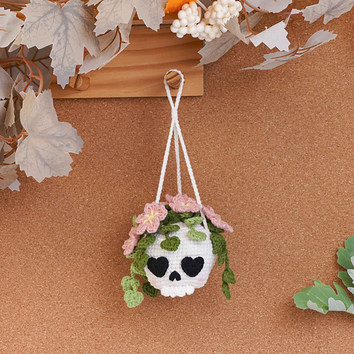 Halloween Flower Skull Pot