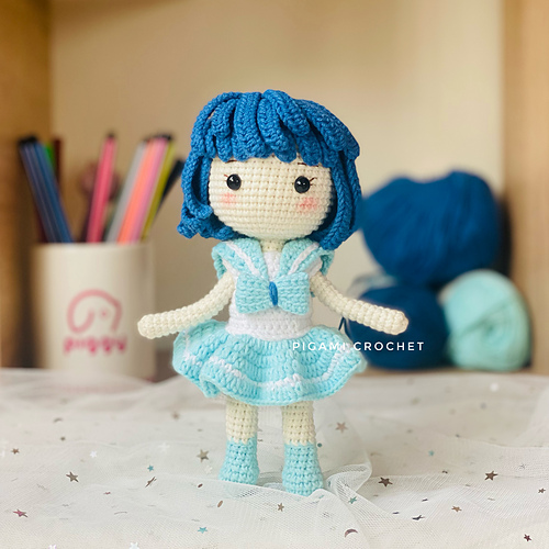 Ravelry: Sailor Mercury Amigurumi 20cm pattern by Pigami Crochet