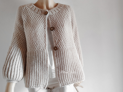 andwang Puff sleeve cardigan カーディガン Women's Nude Puff Sleeve Cardigan | Whistles US |