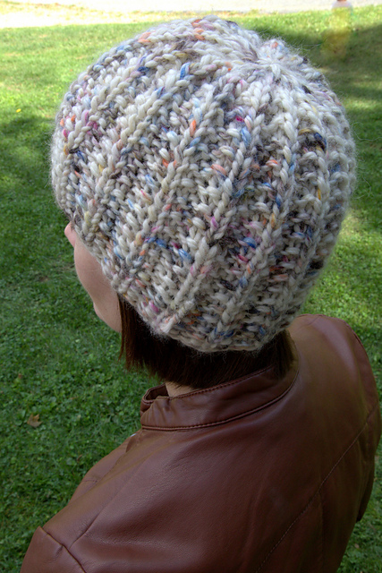 broken rib stitch hat