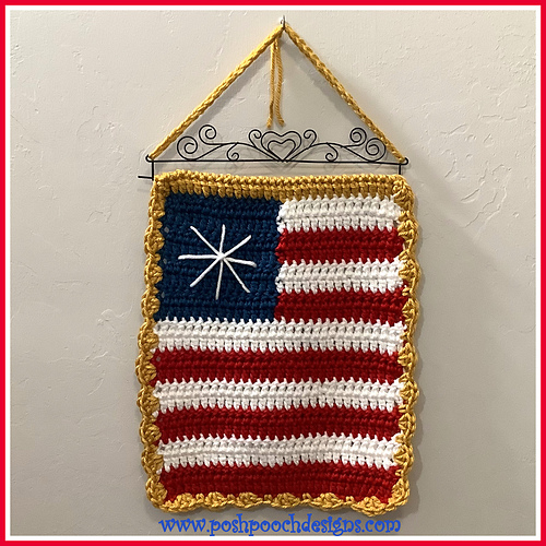 Ravelry American Flag Garden Sign pattern by Sara Sach