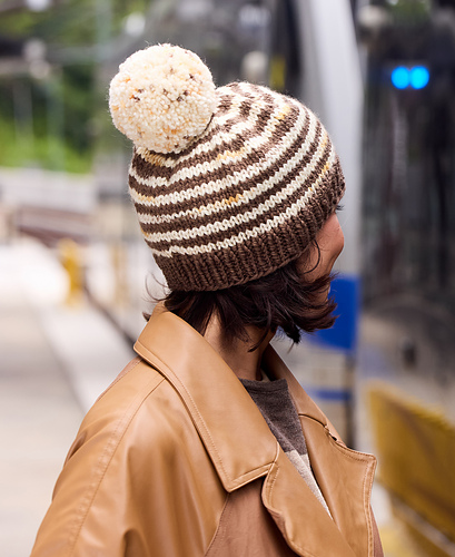 C.C Stripe Stitches with Angora Pom Beanie - 3 Styles