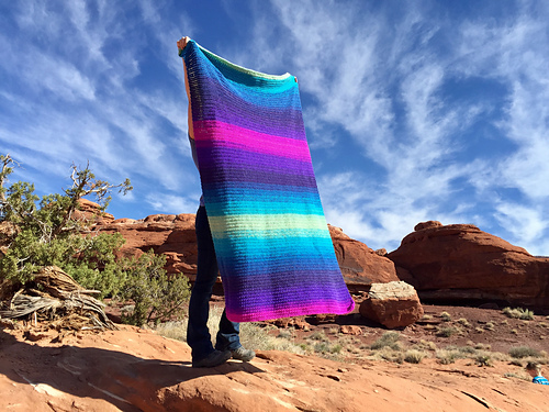 Let It Fly blanket using 6 balls of Mandala, 39 by 60 inches