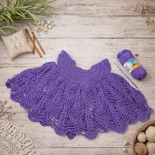 Vintage Pineapple Crochet Baby Dress