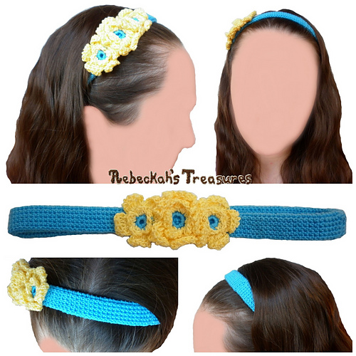 Floral Blue Crochet Headband photo 1