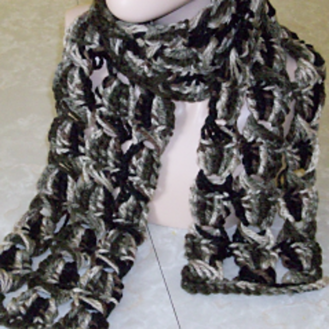 Ravelry Broomstick Lace Chunky Crochet Scarf pattern by Rhelena