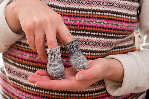 Flat Knitted Tiny Baby or Doll Socks photo 1