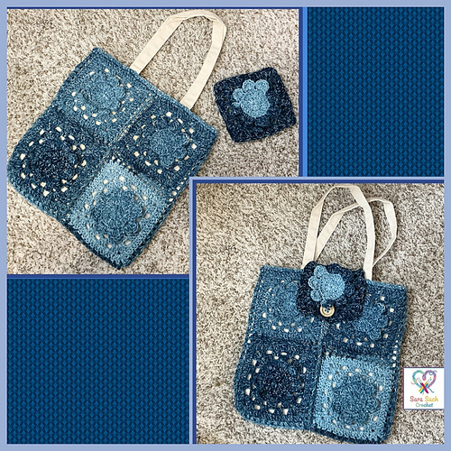 Denim Daisy Tote Bag