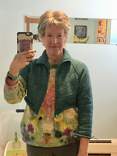 Feb. 21, first sleeve (on the re-do) almost to the cuff.  Much happier with the size and fit.