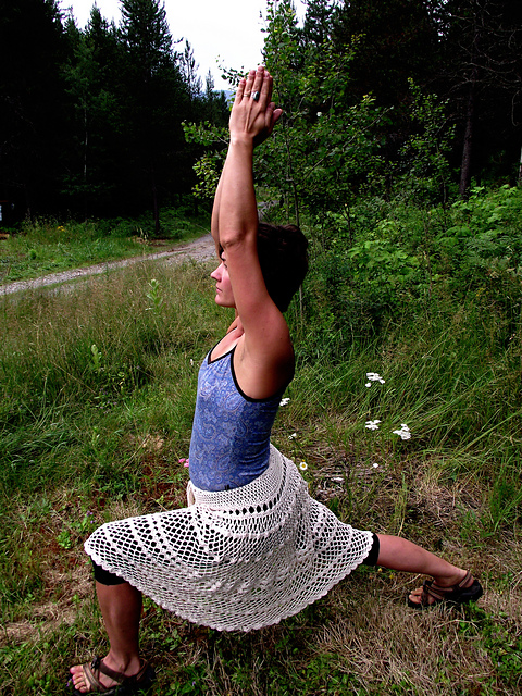 white lace skirt yoga