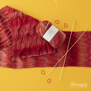 Twisted Roots Scarf in Scheepjes Our Tribe Happy in Red
