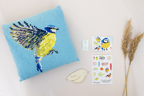 Dawn Chorus CKAL - Blue Tit Cushion (Knit) - Liz Barraclough