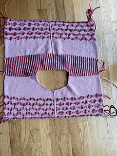 Ive knit too many rows of chart flat… will have to frog a lot
Arm depth would be far too deep