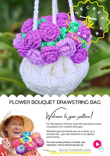 Ravelry: Flower Bouquet Drawstring Bag pattern by Christa Lynn
