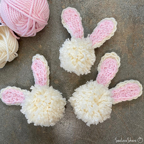 Ravelry Bunny Tail Poms pattern by See Love Share