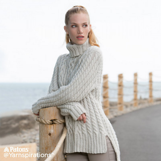 cable knit split back pullover sweater