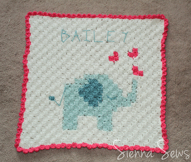 Ravelry C2C Elephant Baby Blanket pattern by Kayli Fuller