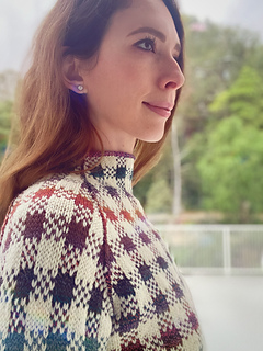 40" garment on 34" bust. Body knit to 9". Sleeves knit to 20".