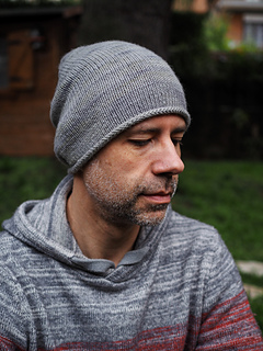 Size L shown in SnailYarn Baby Alpaca + Merino DK, colorway Nebbia.