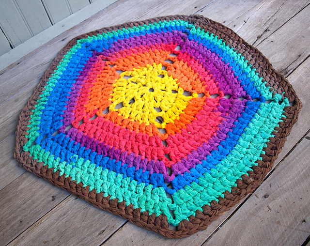 Ravelry Crocheted rainbow rag rug pattern by Kelly