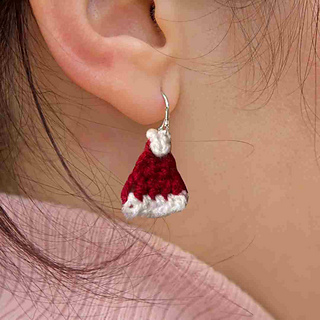 Festive Santa Claus Hat Earrings Crochet Pattern for Christmas