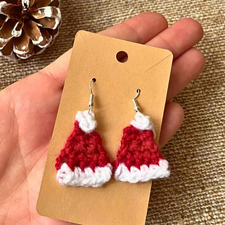Festive Santa Claus Hat Earrings Crochet Pattern for Christmas