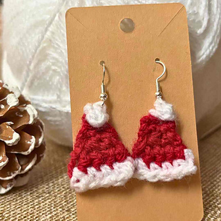 Festive Santa Claus Hat Earrings Crochet Pattern for Christmas