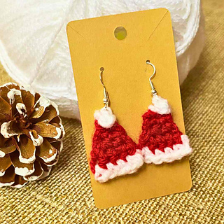 Festive Santa Claus Hat Earrings Crochet Pattern for Christmas