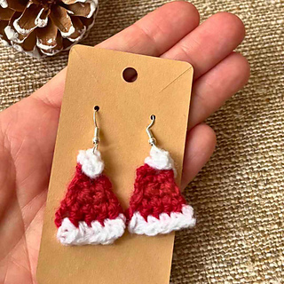 Festive Santa Claus Hat Earrings Crochet Pattern for Christmas