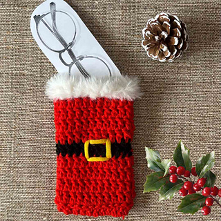 Santa eyeglasses pouch crochet pattern