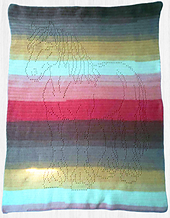Ashleigh Heckathorn Yarn: Lion Brand Yarn,
Two Cakes. Hook: Size F/4.00mm. 40in x 60in 
It almost fits my queen size bed perfectly