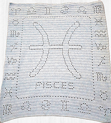 Angela Silvester: Yarn:
New Fashion DK 273g,
Hook: 4mm, 31in x 37in